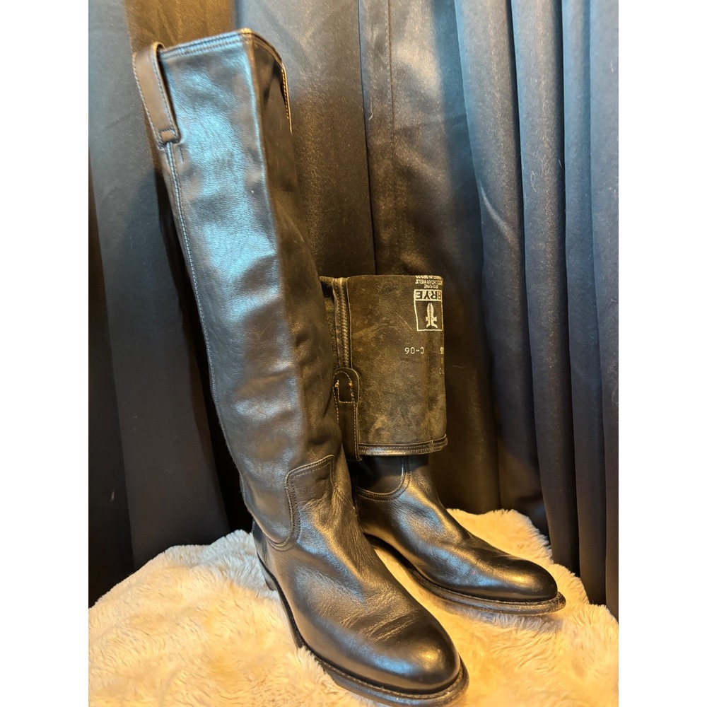 Frye Campus 14L Black Leather Tall Riding Boots Made in Spain 77070 Womens 6 M - Picture 7 of 9
